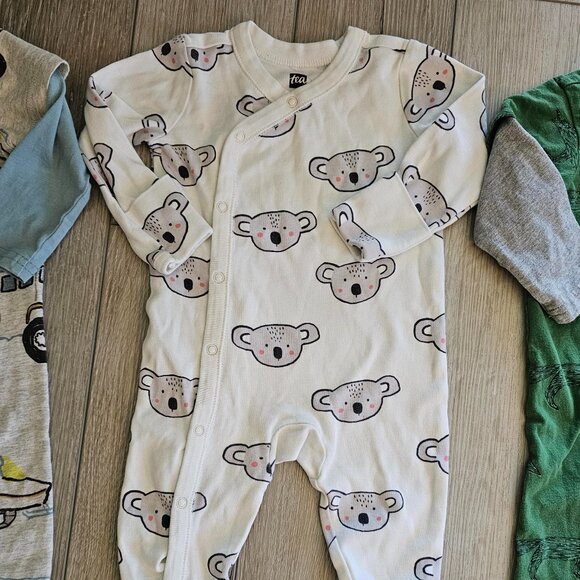 Tea Collection - Layered Sleeve Baby Romper - Sleepers - 3-6 month -  Set of 4 - Picture 5 of 9